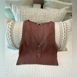 💗Free People Rose Cropped Knit Tank Top/ Sweater (NWOT), Size S